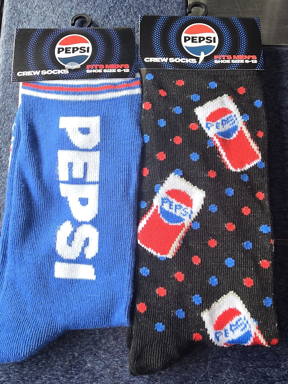 🥤 NWT Pepsi Sock Bundle 2 Pair Crew Socks Soda Logo Novelty Socks